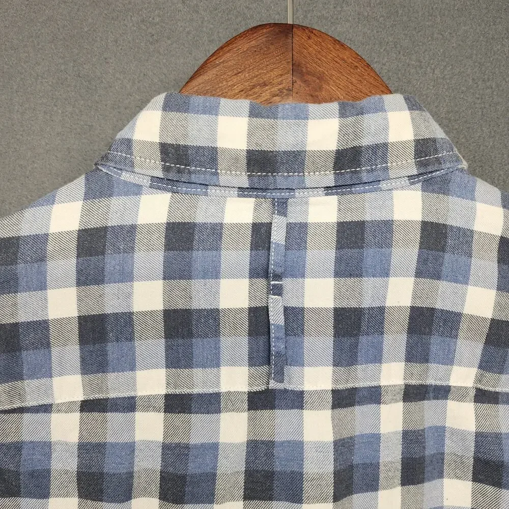 Banana Republic Shirt Mens Medium Blue Plaid Luxe Flannel Long Sleeve Button Up